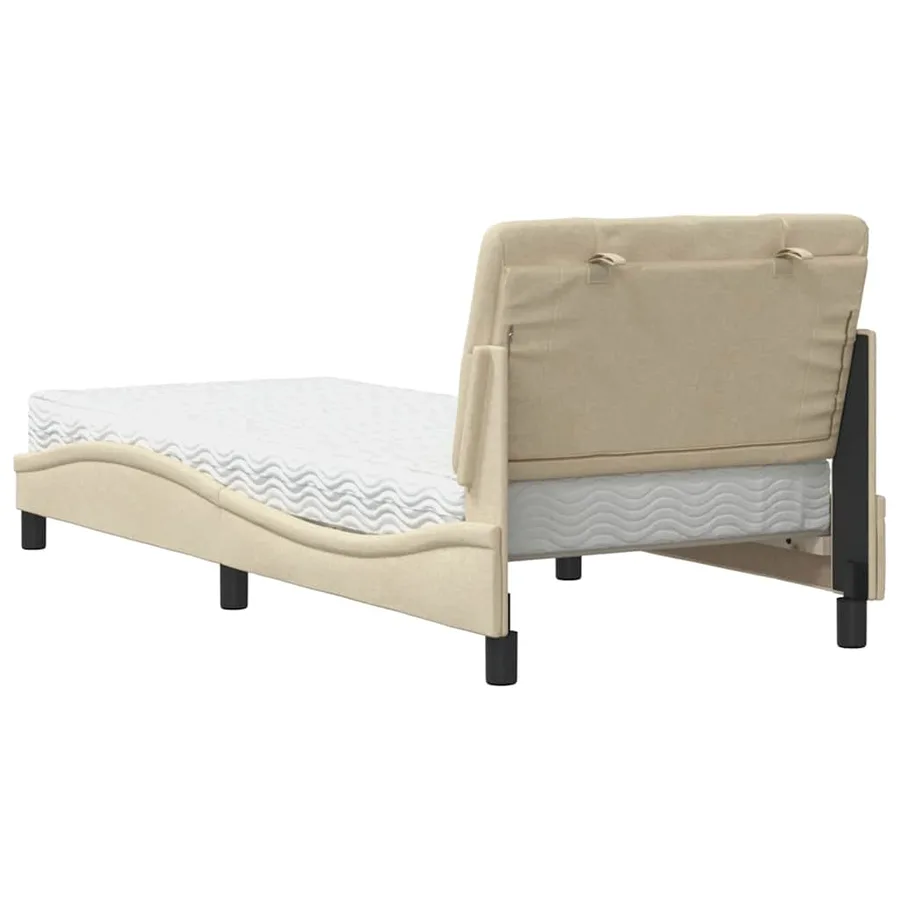 Lit avec matelas crème 90x190 cm tissu - 7