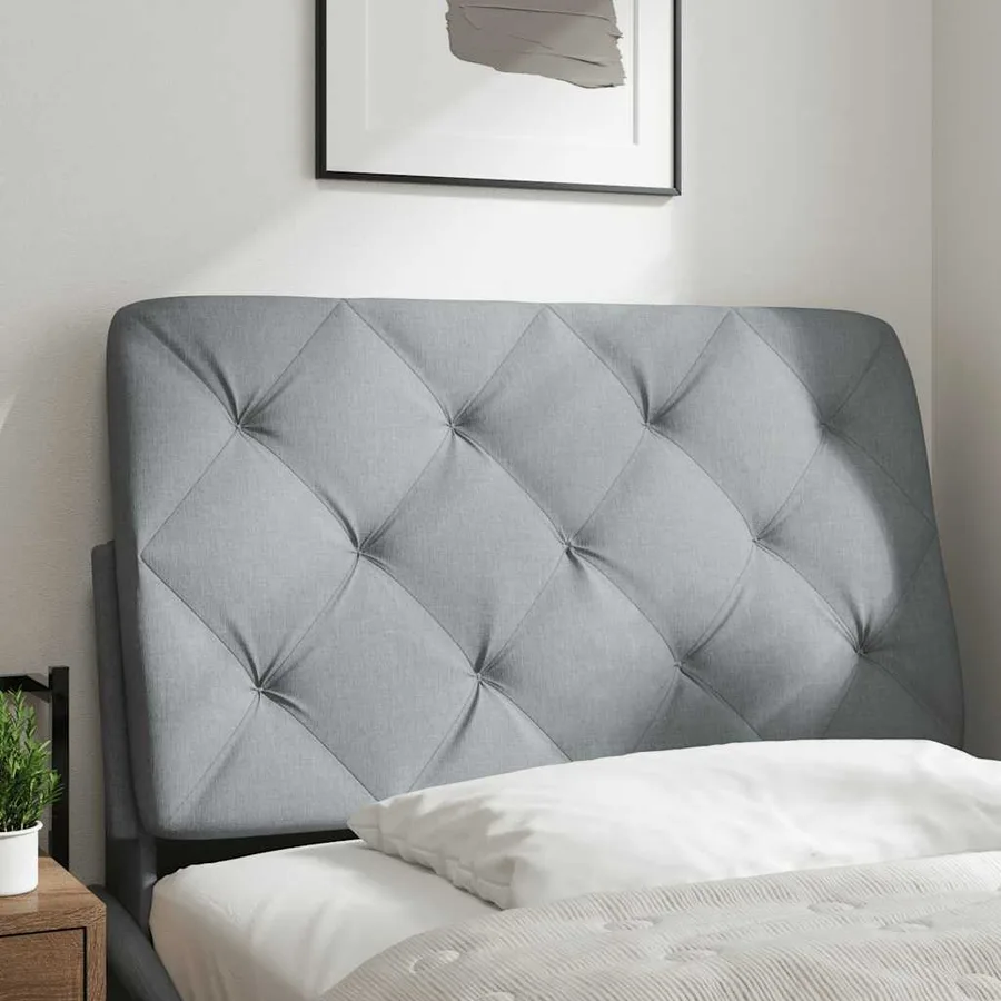 Coussin de tête de lit gris clair 90 cm tissu - 2