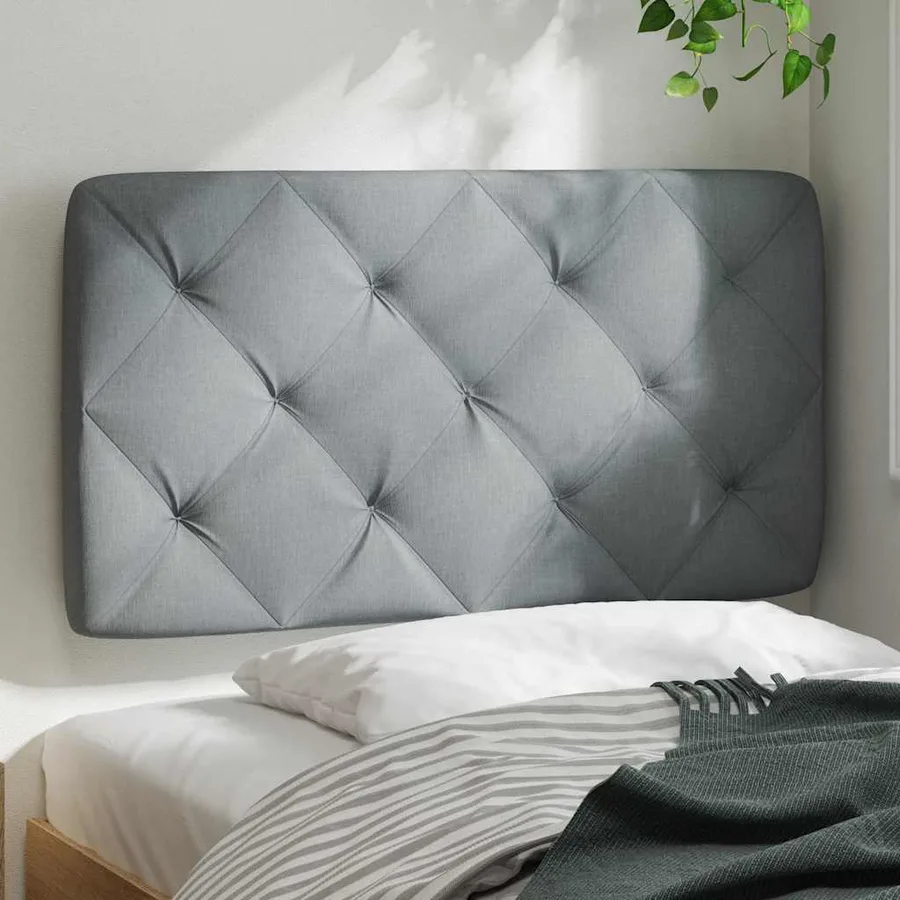 Coussin de tête de lit gris clair 90 cm tissu - 3