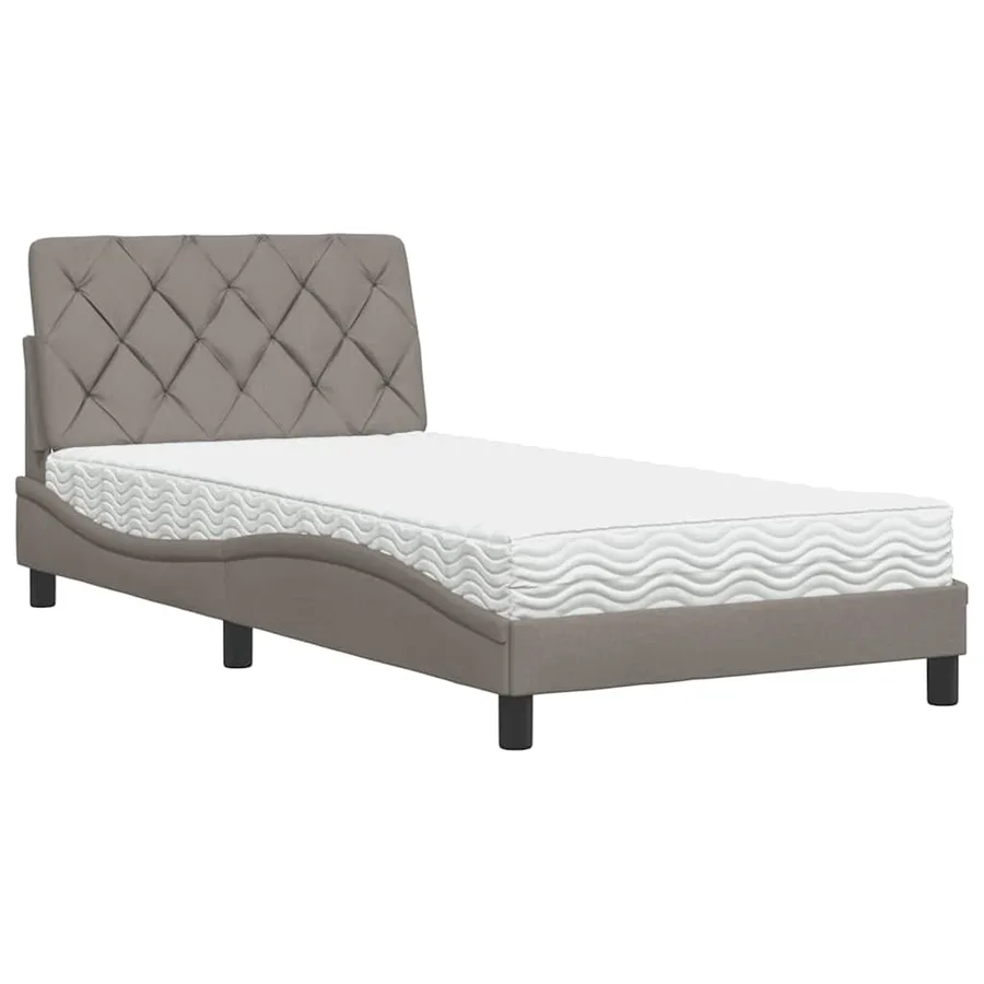 Lit avec matelas taupe 100x200 cm tissu - 2