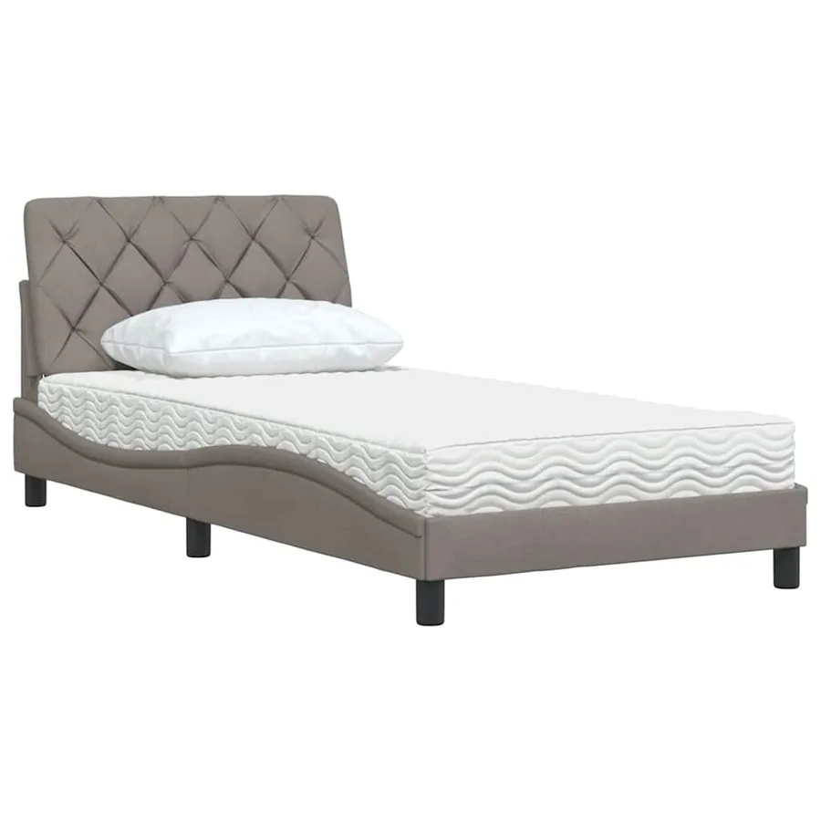 Lit avec matelas taupe 100x200 cm tissu - 4