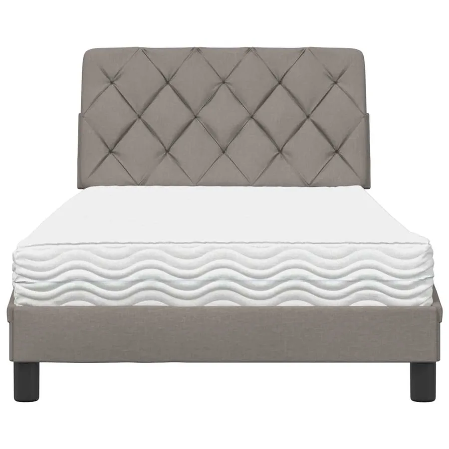 Lit avec matelas taupe 100x200 cm tissu - 5