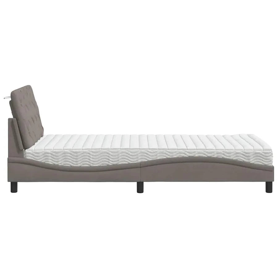 Lit avec matelas taupe 100x200 cm tissu - 6