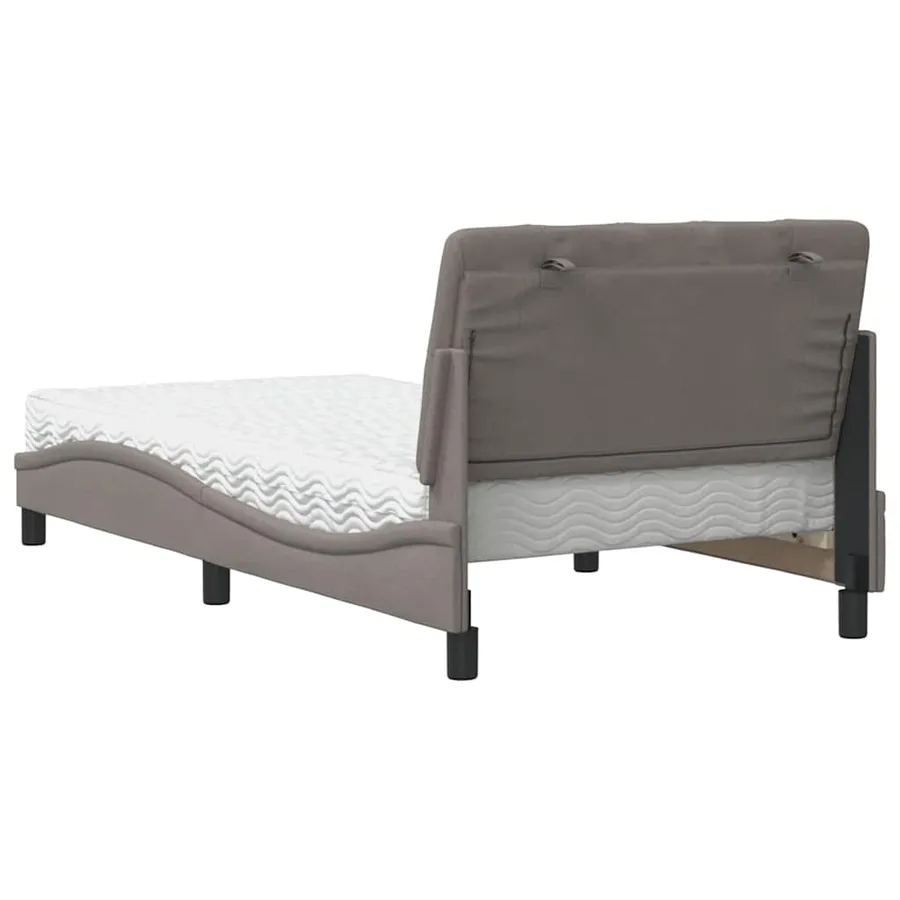 Lit avec matelas taupe 100x200 cm tissu - 7