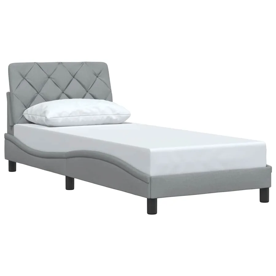 Cadre de lit sans matelas gris clair 90x200 cm tissu - 3