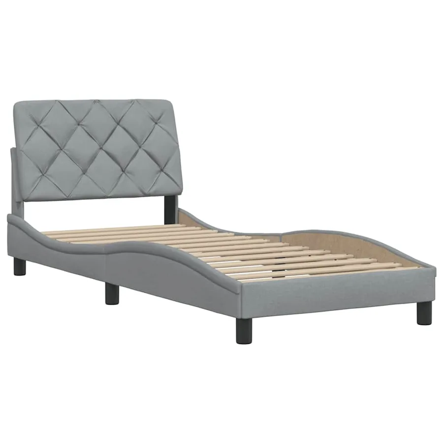 Cadre de lit sans matelas gris clair 90x200 cm tissu - 4