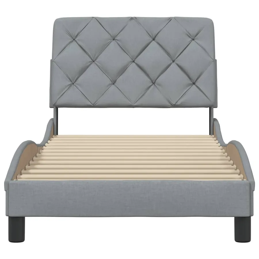 Cadre de lit sans matelas gris clair 90x200 cm tissu - 5