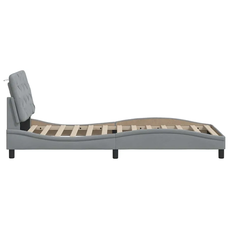 Cadre de lit sans matelas gris clair 90x200 cm tissu - 8