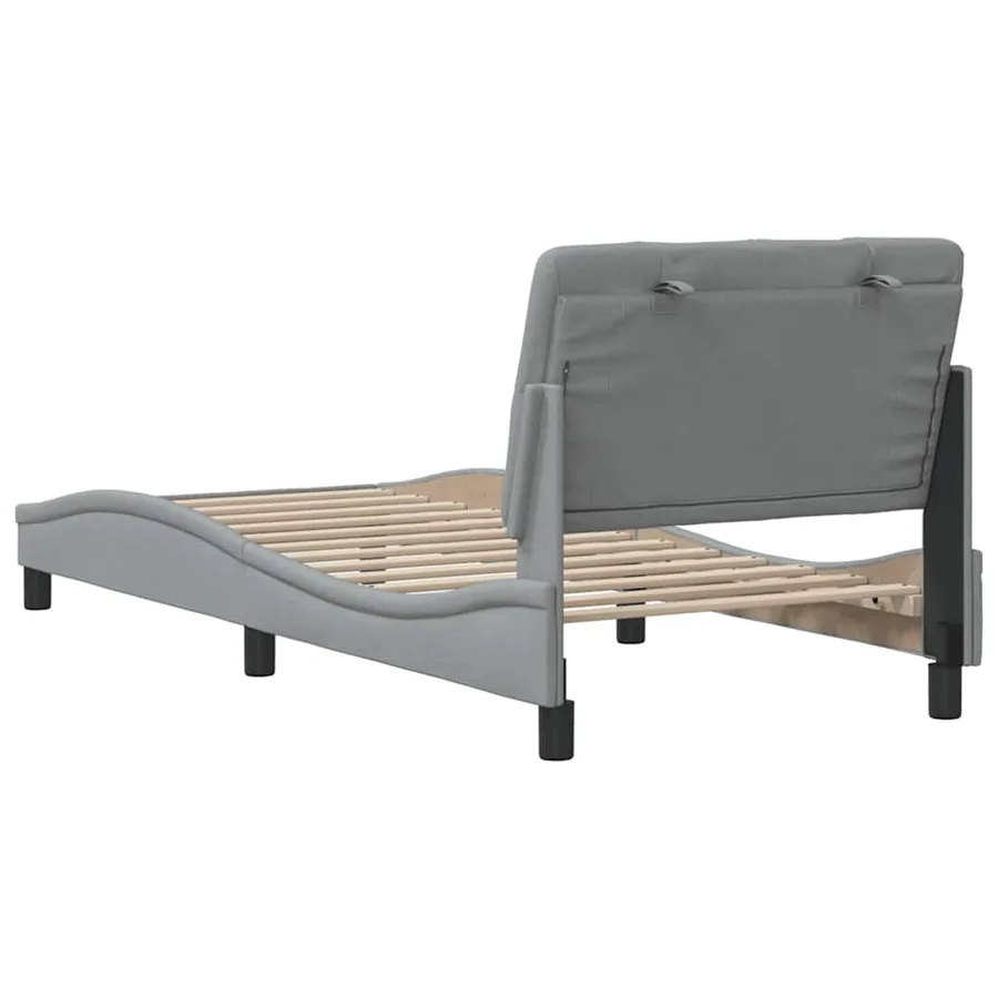 Cadre de lit sans matelas gris clair 90x200 cm tissu - 9