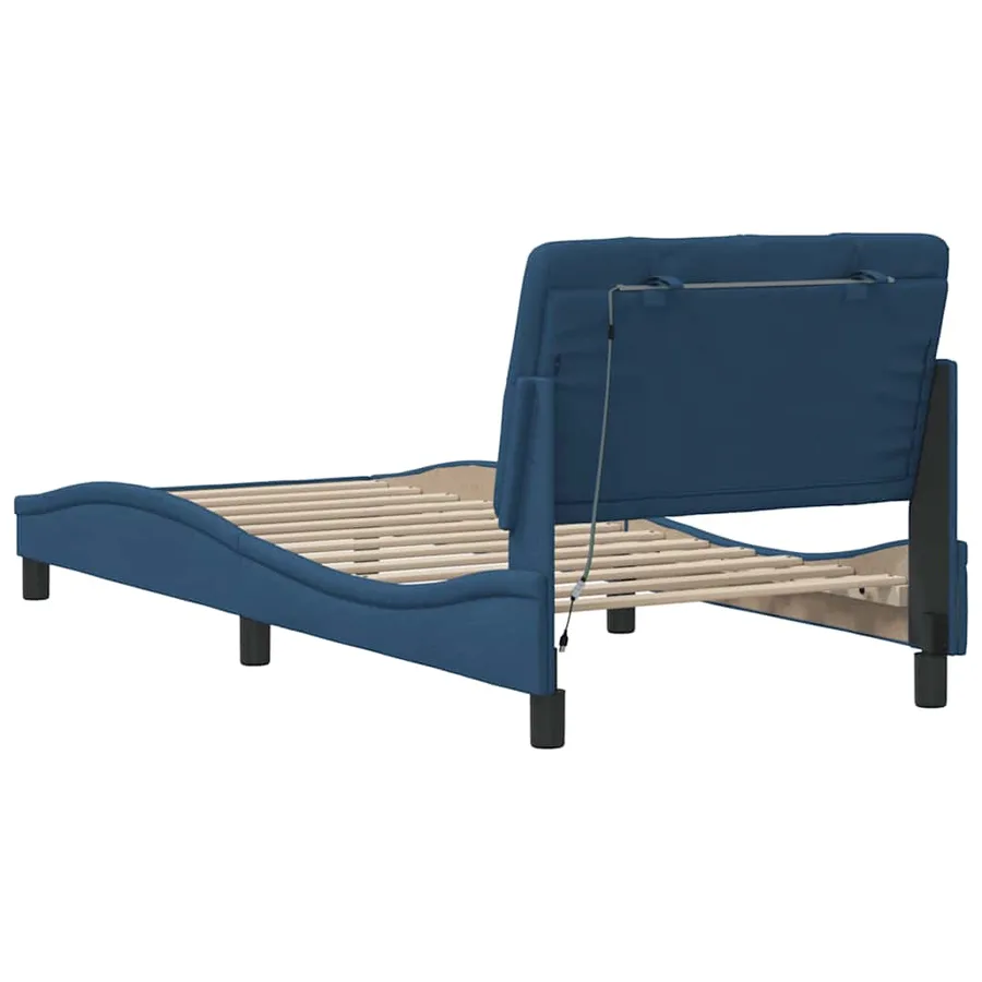 Cadre de lit avec LED sans matelas bleu 80x200 cm tissu - 10