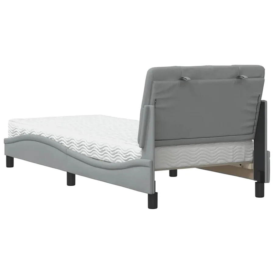 Lit avec matelas gris clair 90x200 cm tissu - 7