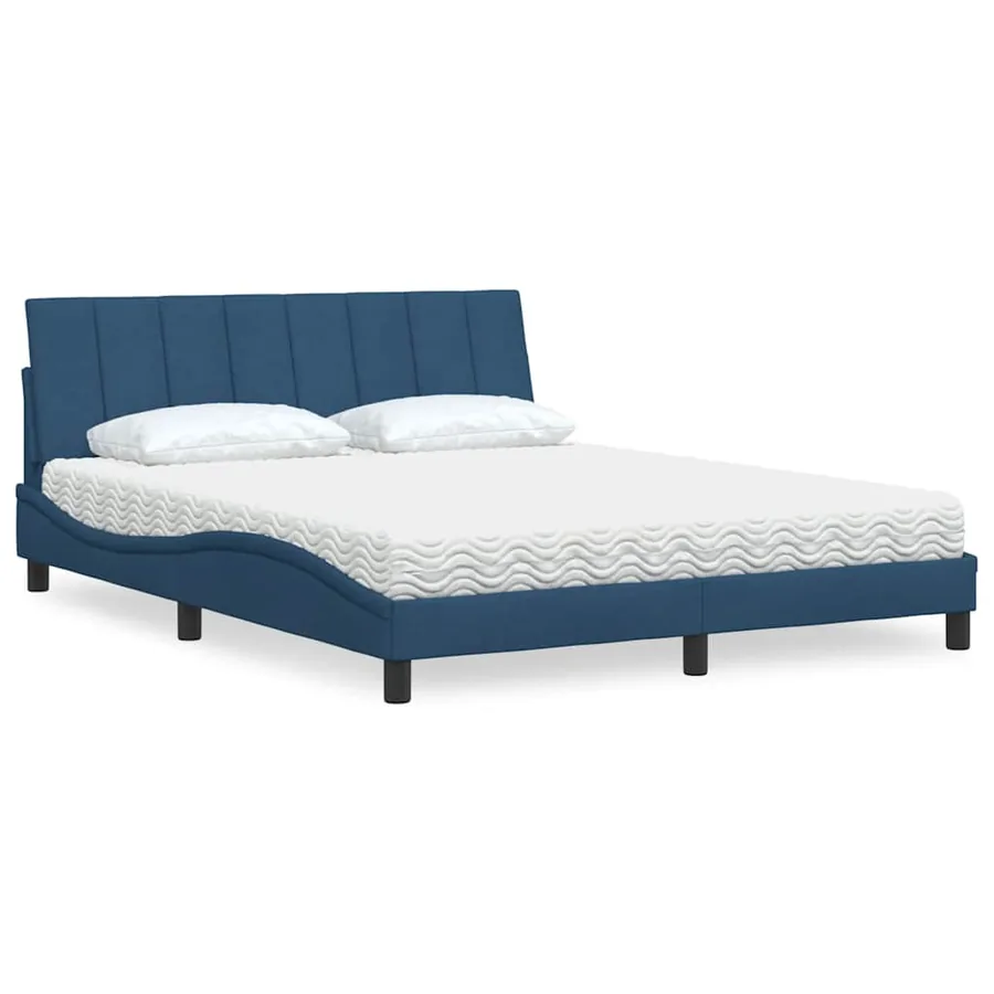 Lit avec matelas Hanko bleu 160x200 cm tissu