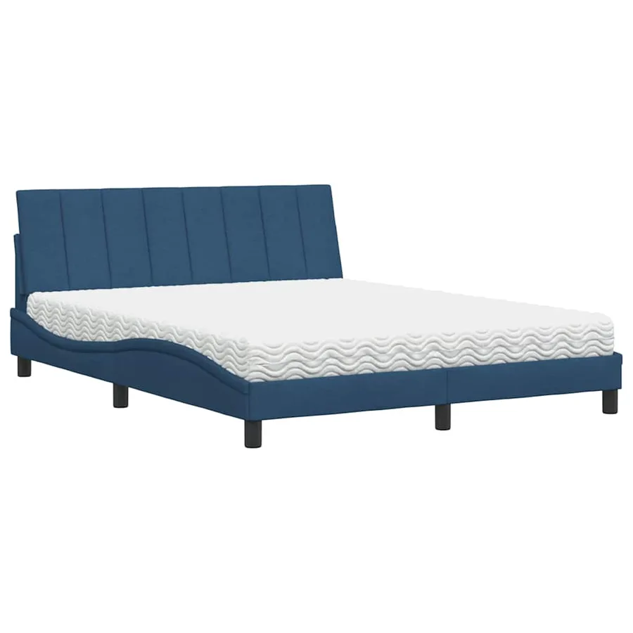 Lit avec matelas Hanko bleu 160x200 cm tissu - 2