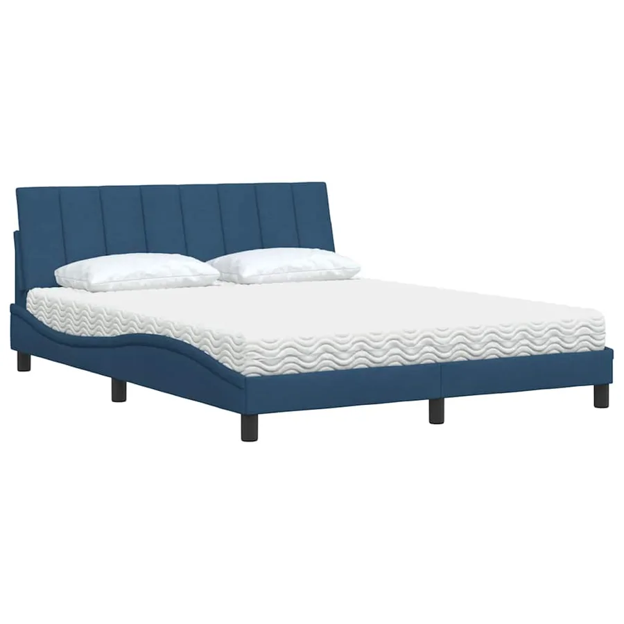 Lit avec matelas Hanko bleu 160x200 cm tissu - 4