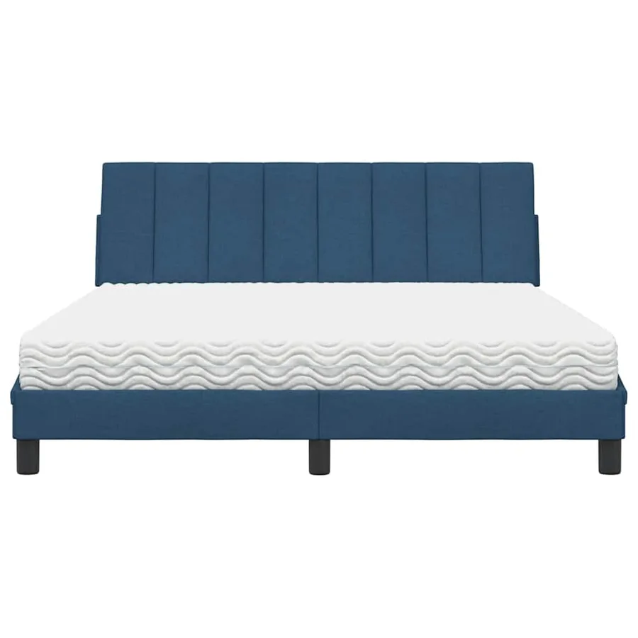 Lit avec matelas Hanko bleu 160x200 cm tissu - 5