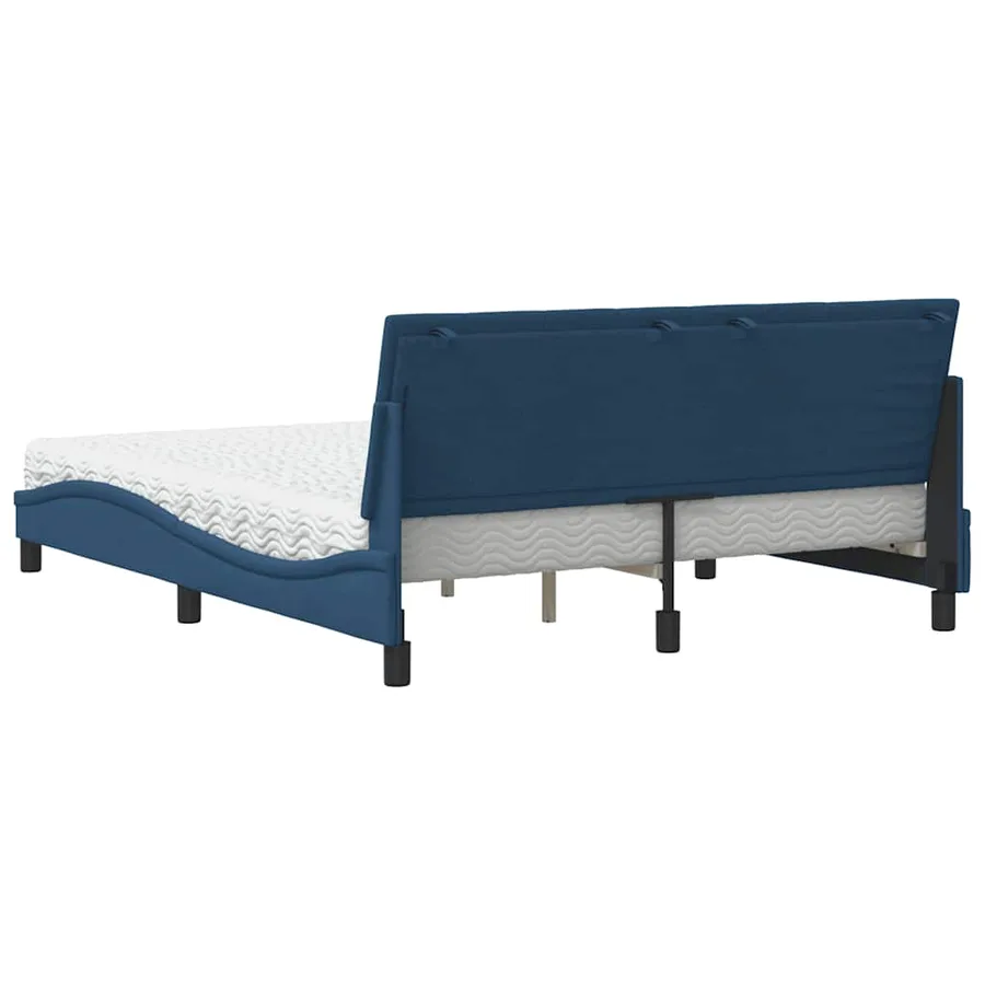 Lit avec matelas Hanko bleu 160x200 cm tissu - 7