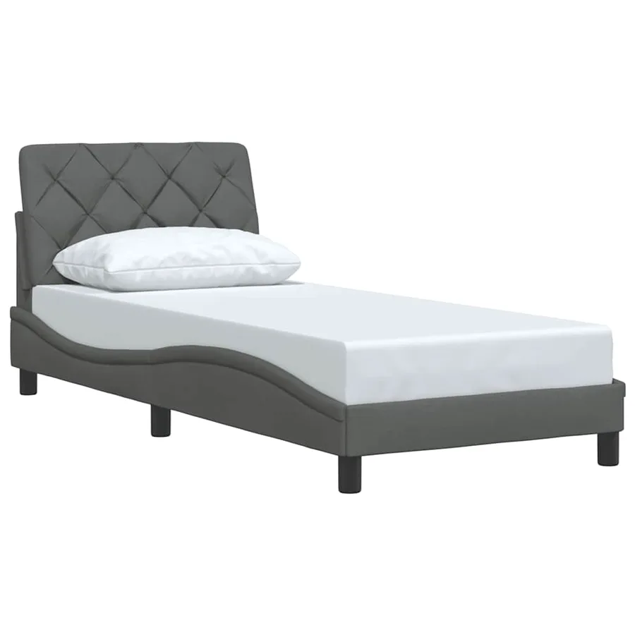 Cadre de lit sans matelas gris foncé 90x190 cm tissu - 3