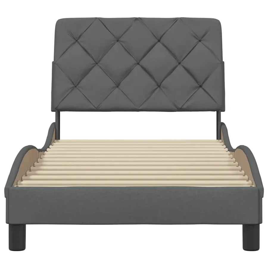 Cadre de lit sans matelas gris foncé 90x190 cm tissu - 5