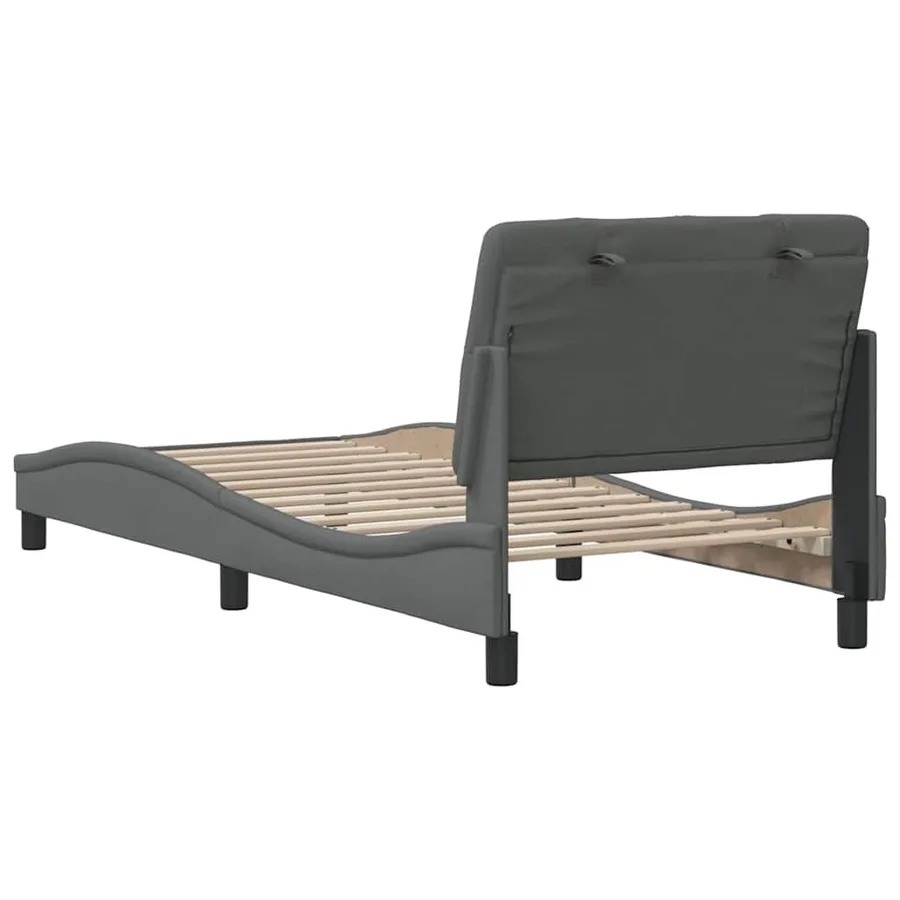 Cadre de lit sans matelas gris foncé 90x190 cm tissu - 9