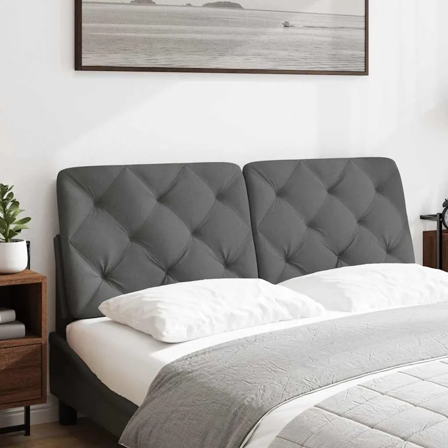 Coussin de tête de lit gris foncé 140 cm tissu - 2