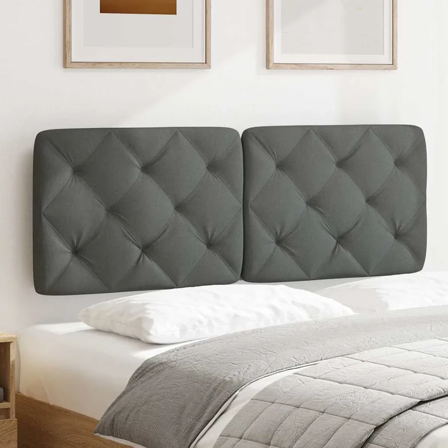 Coussin de tête de lit gris foncé 140 cm tissu - 3