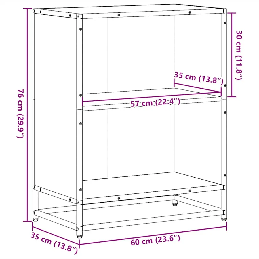 Bibliothèque chêne marron 60x35x76 cm bois d'ingénierie - 9