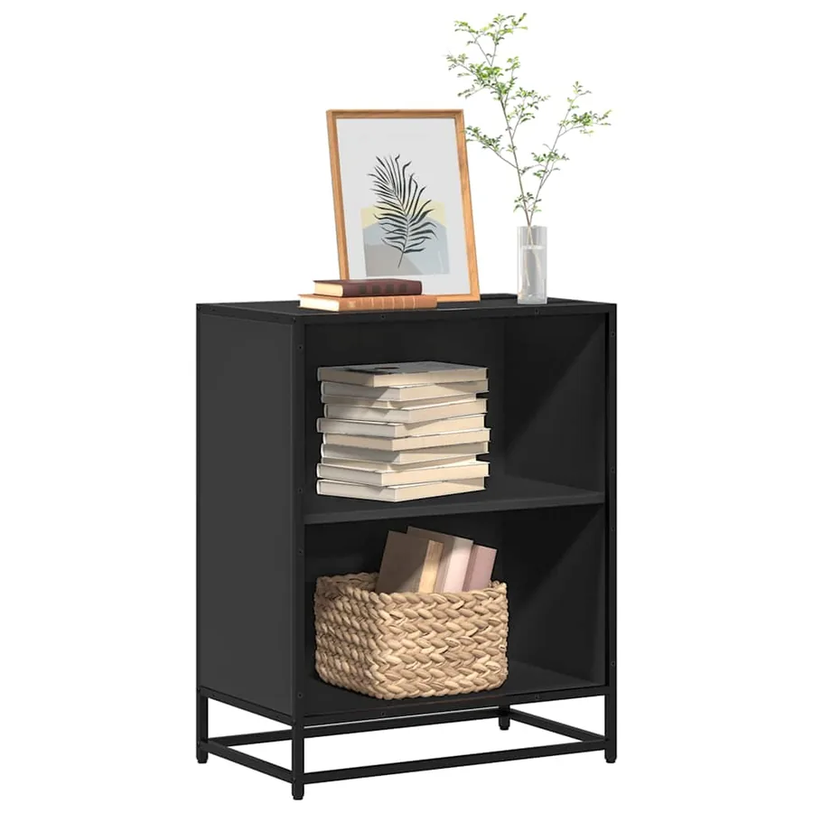 Bibliothèque noir 60x35x76 cm bois d'ingénierie