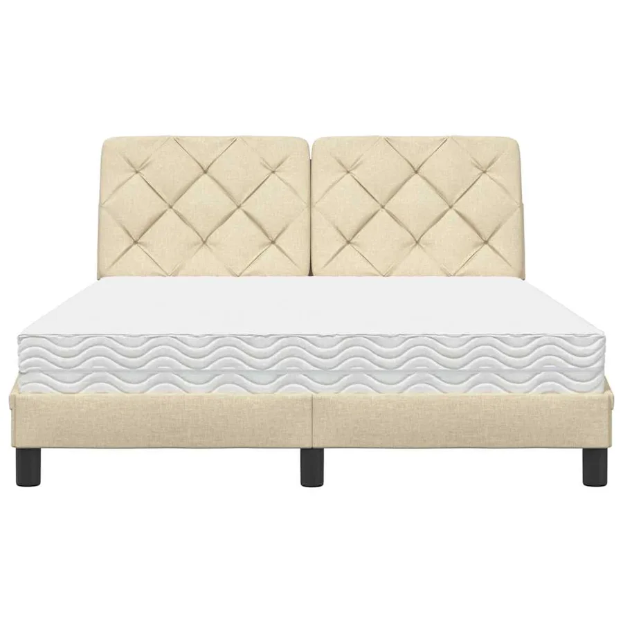 Lit avec matelas crème 140x190 cm tissu - 5