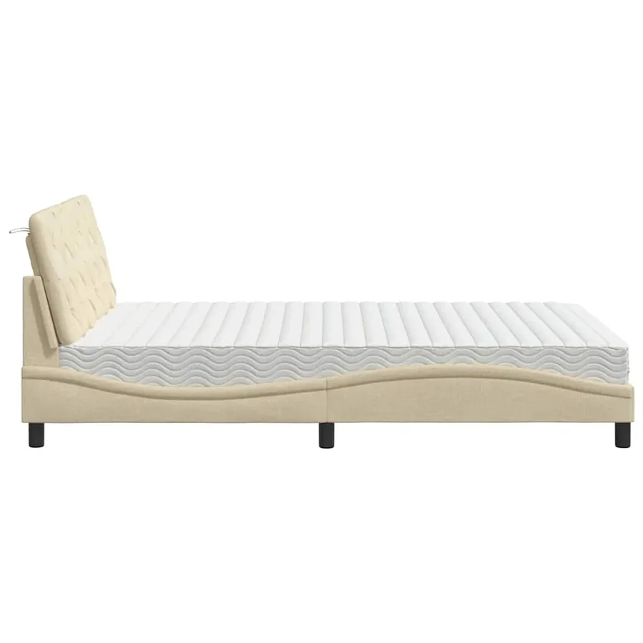 Lit avec matelas crème 140x190 cm tissu - 6
