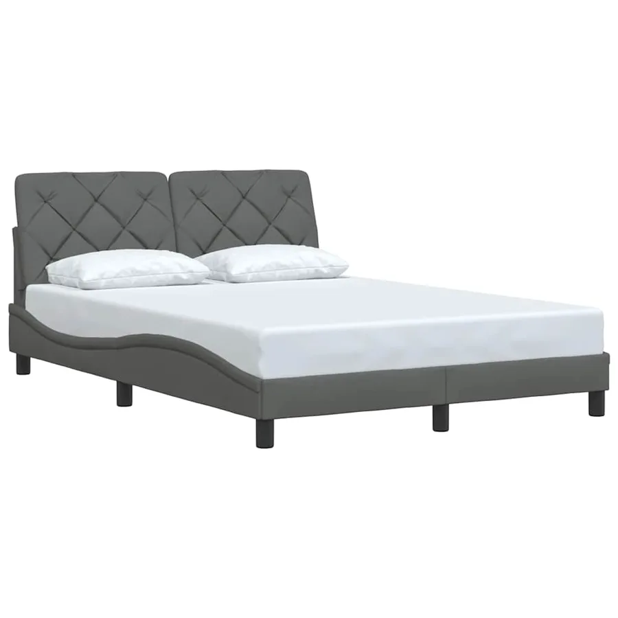 Cadre de lit sans matelas gris foncé 140x200 cm tissu - 2