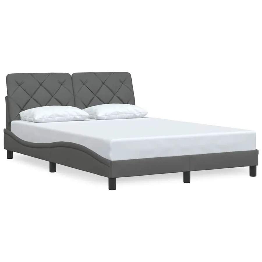 Cadre de lit sans matelas gris foncé 140x200 cm tissu - 3