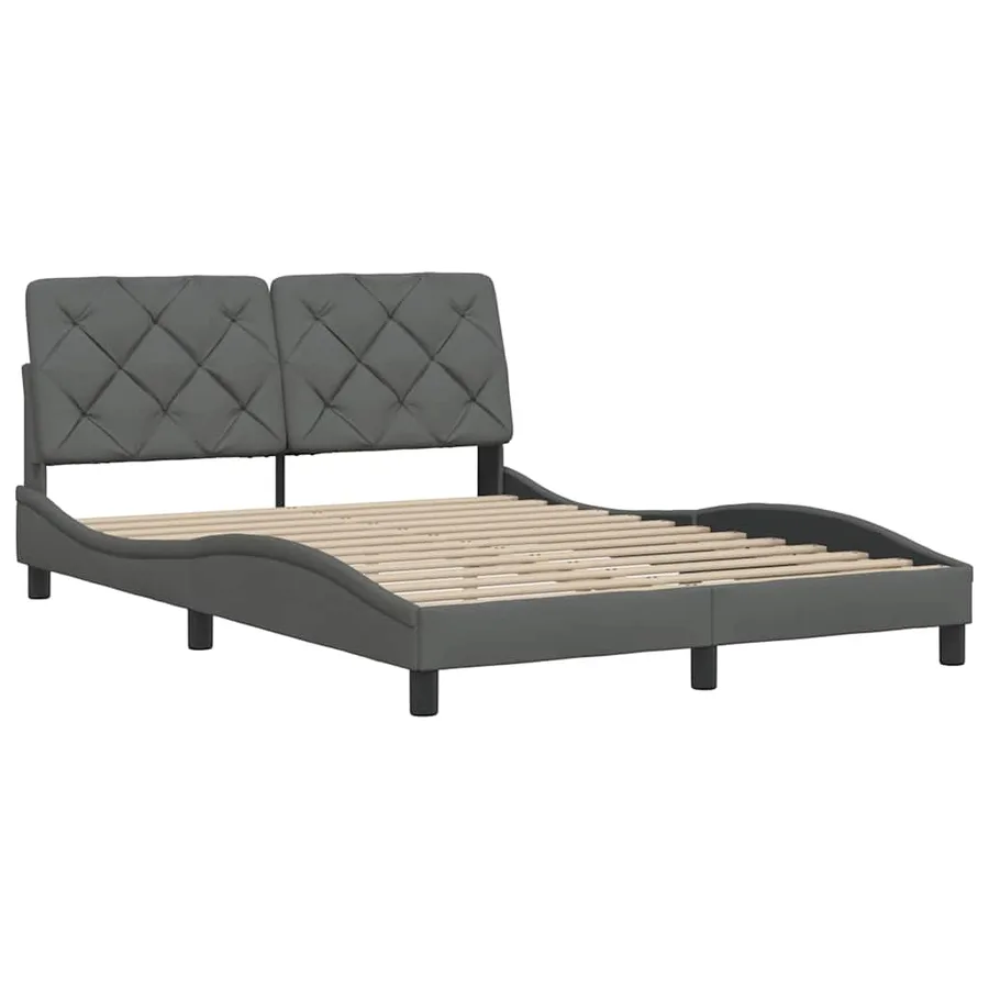 Cadre de lit sans matelas gris foncé 140x200 cm tissu - 4