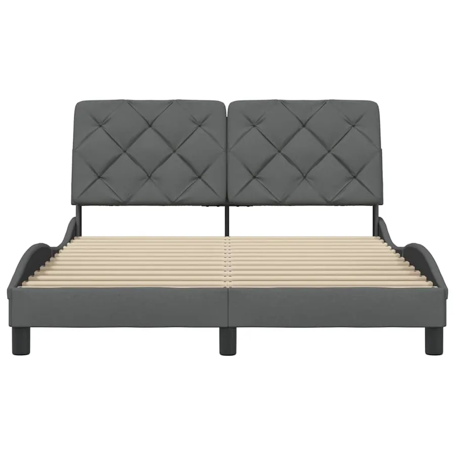 Cadre de lit sans matelas gris foncé 140x200 cm tissu - 5