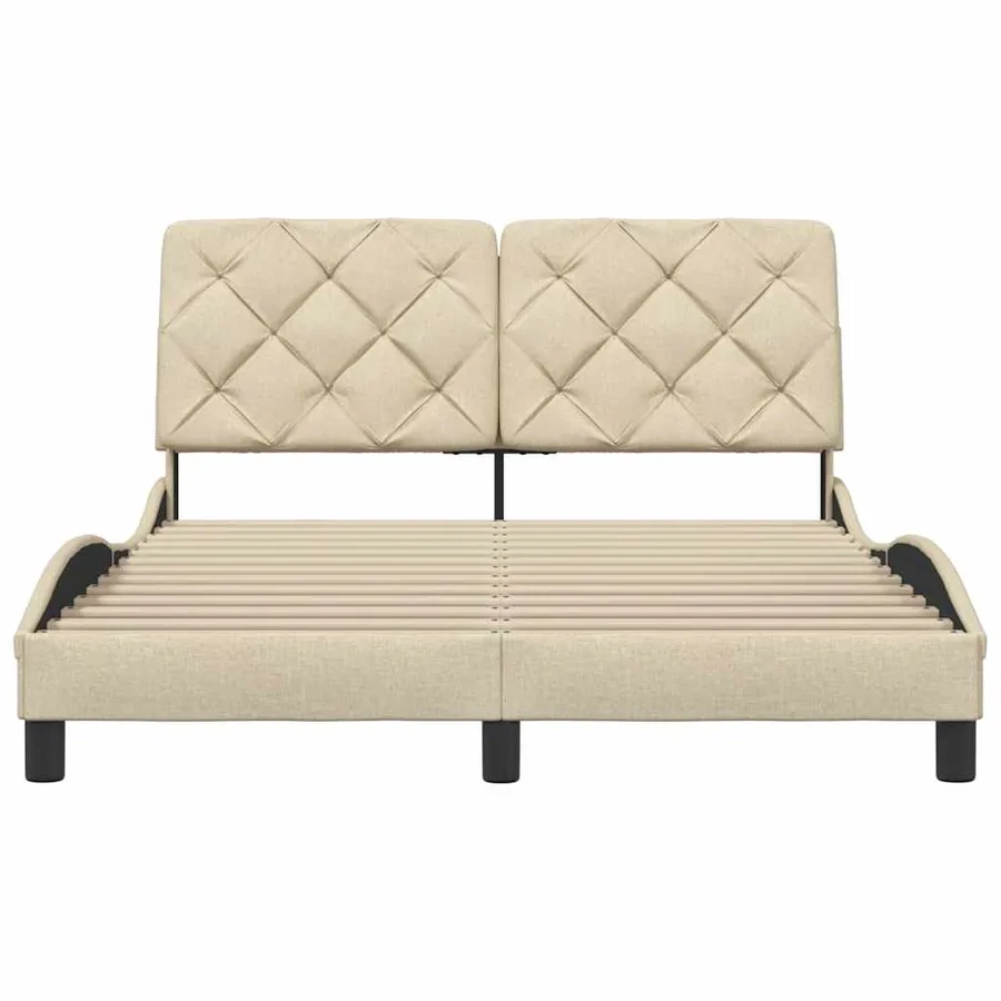 Cadre de lit sans matelas crème 140x190 cm tissu - 5