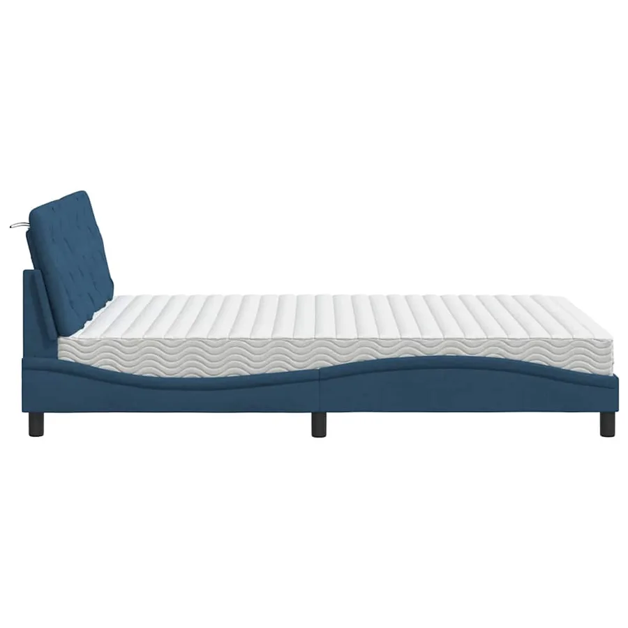 Lit avec matelas bleu 140x200 cm tissu - 6