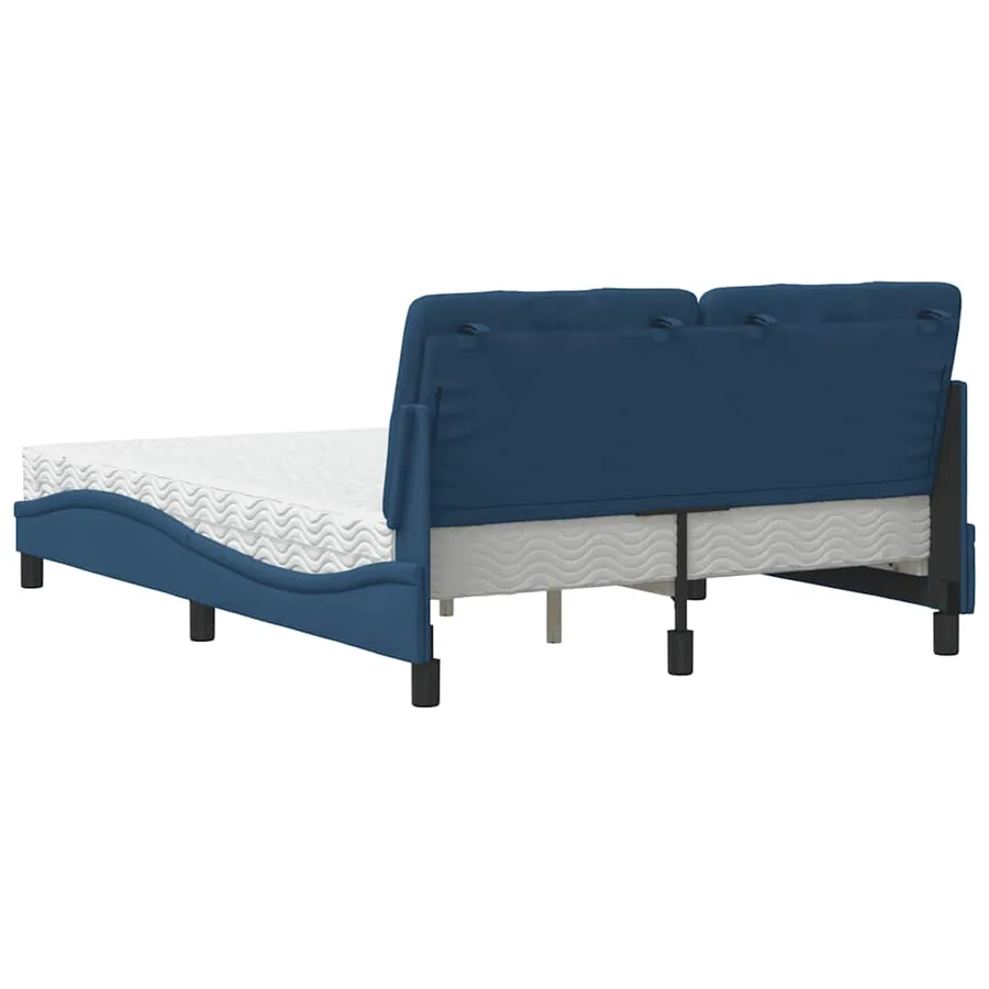 Lit avec matelas bleu 140x200 cm tissu - 7