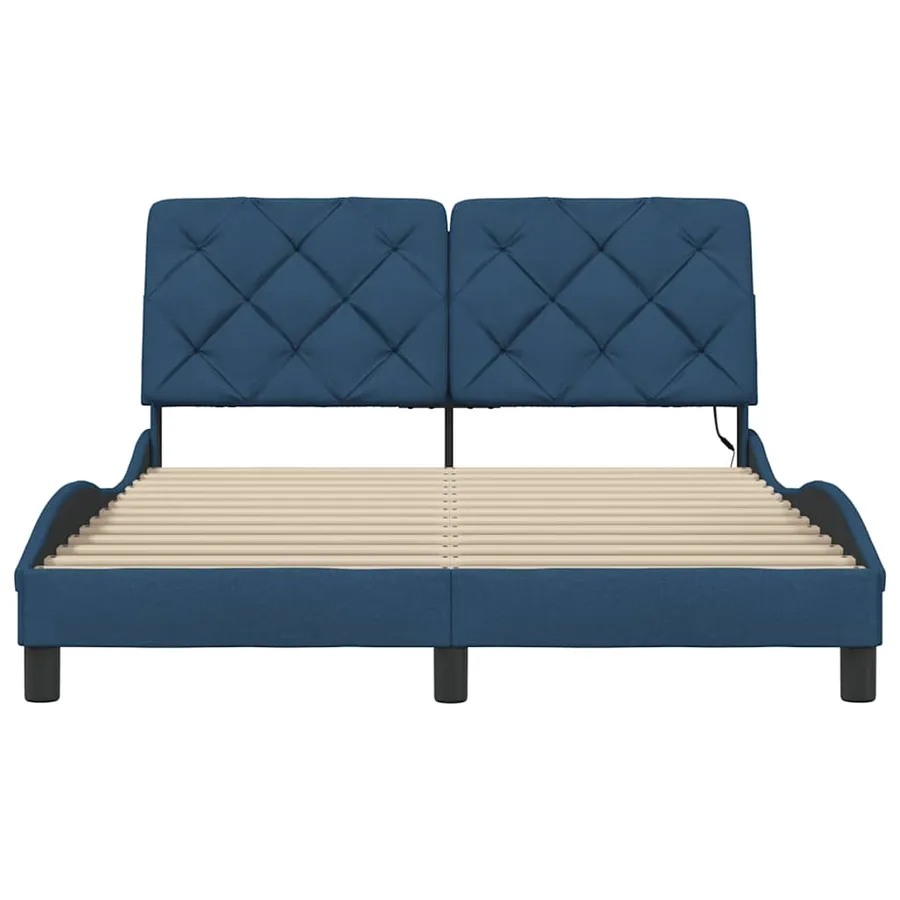 Cadre de lit avec LED sans matelas bleu 140x200 cm tissu - 6