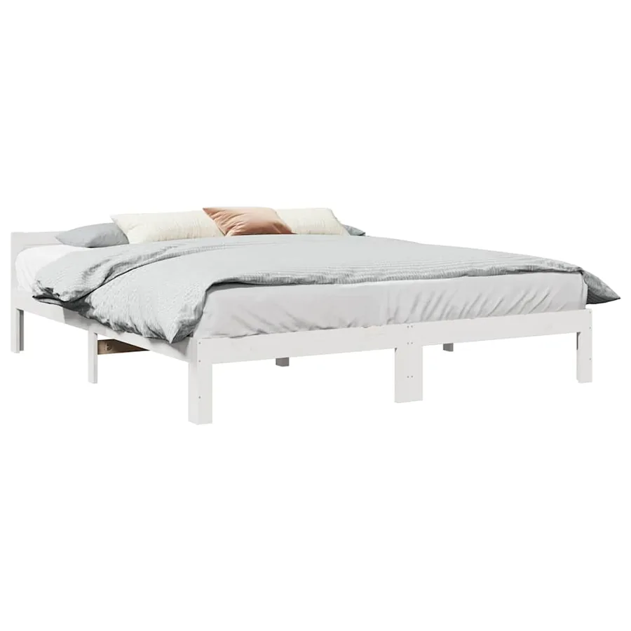 Cadre de lit sans matelas blanc 160x200 cm bois de pin massif