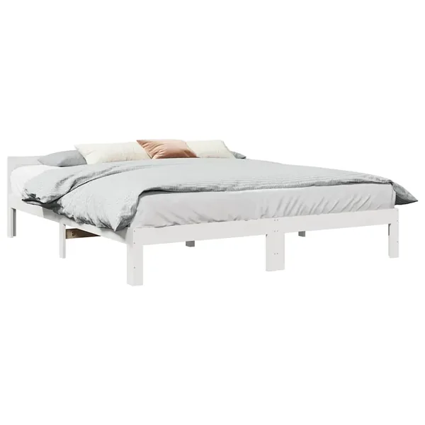 Cadre de lit sans matelas blanc 160x200 cm bois de pin massif