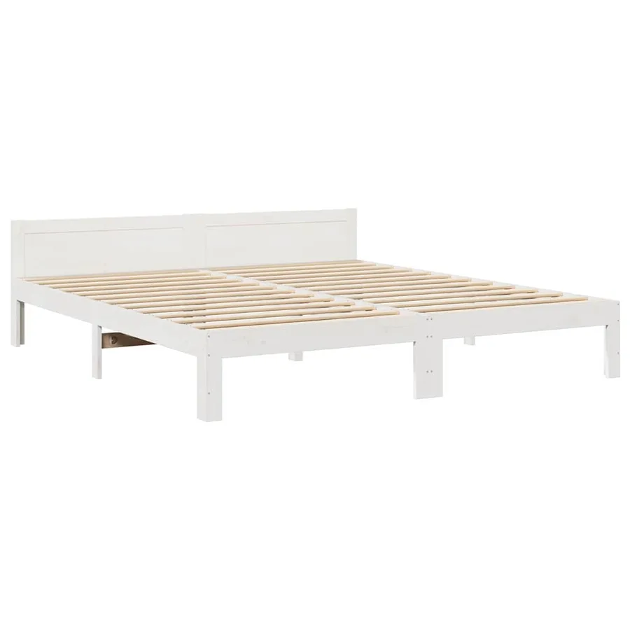 Cadre de lit sans matelas blanc 160x200 cm bois de pin massif - 3