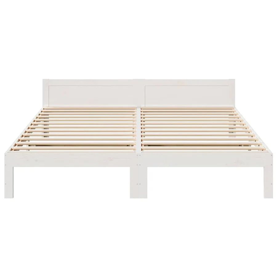 Cadre de lit sans matelas blanc 160x200 cm bois de pin massif - 5