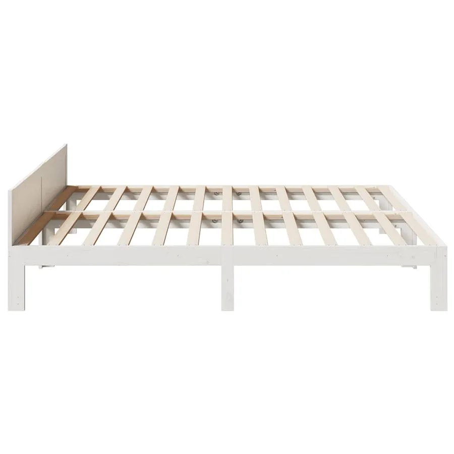 Cadre de lit sans matelas blanc 160x200 cm bois de pin massif - 6