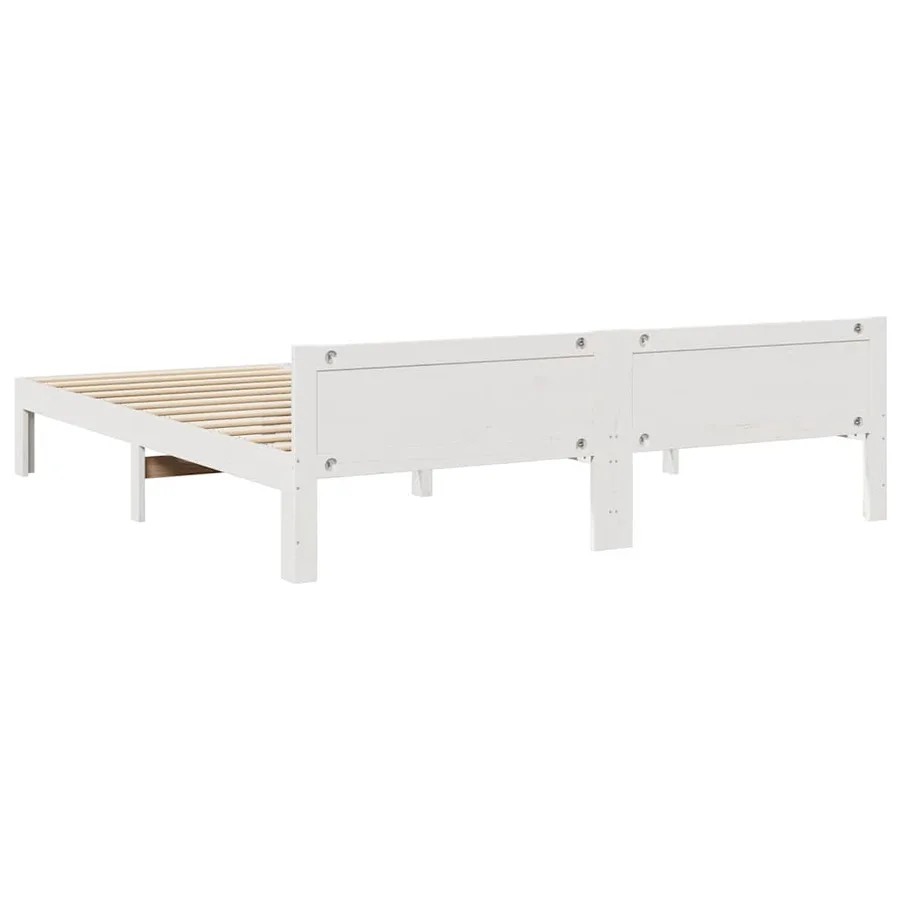 Cadre de lit sans matelas blanc 160x200 cm bois de pin massif - 7