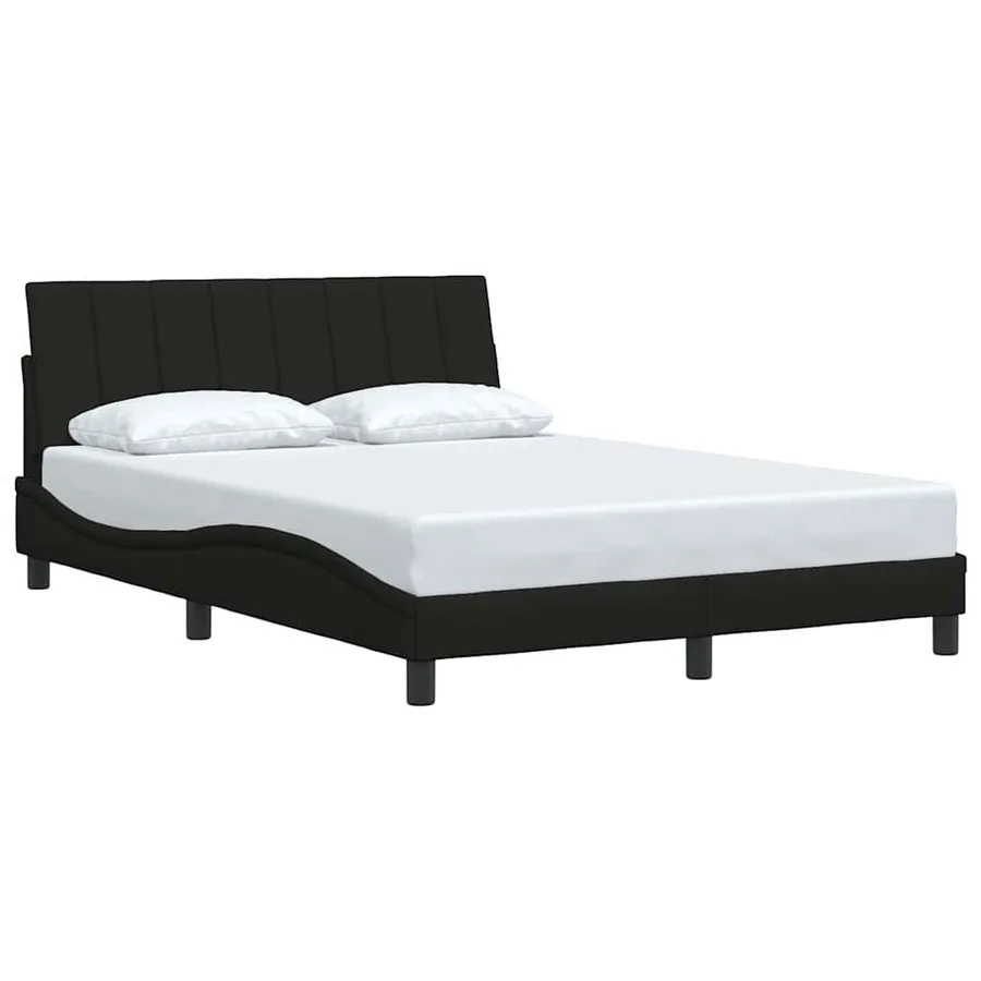 Cadre de lit sans matelas Hanko noir 120x200 cm tissu - 3