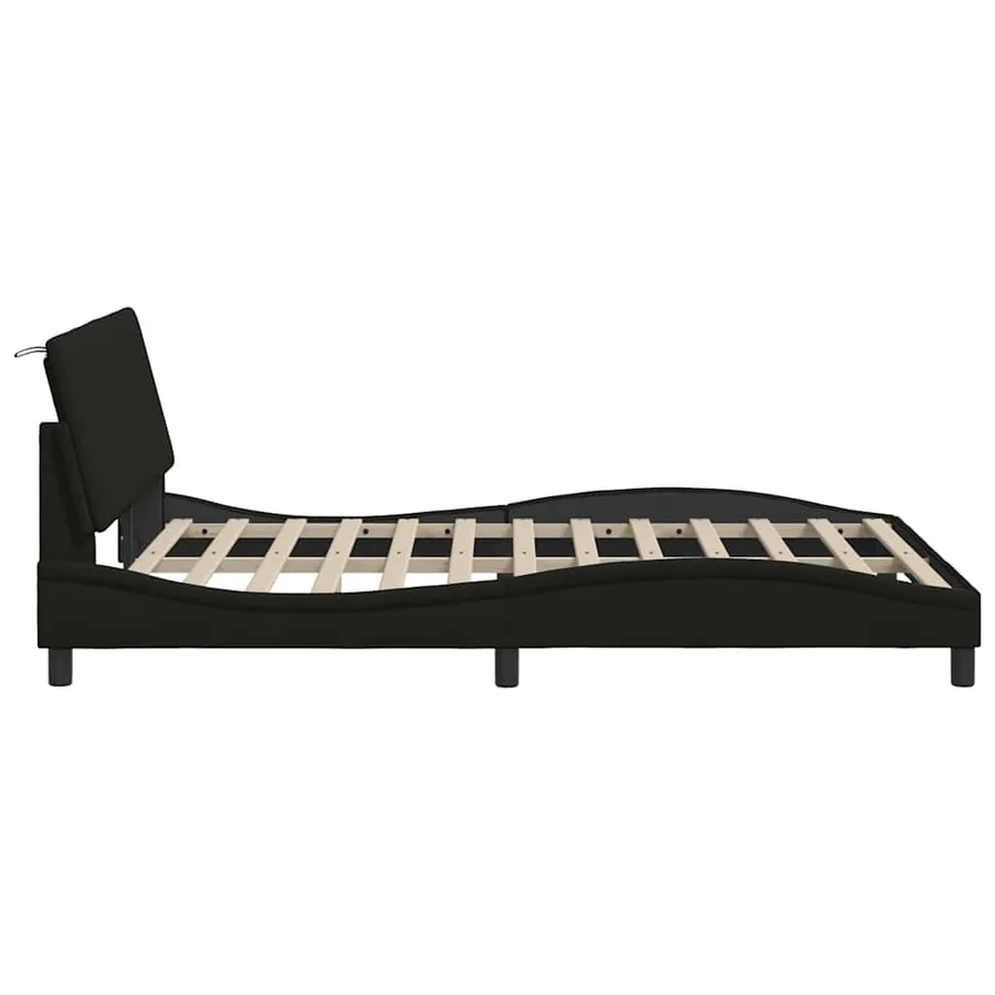 Cadre de lit sans matelas Hanko noir 120x200 cm tissu - 8
