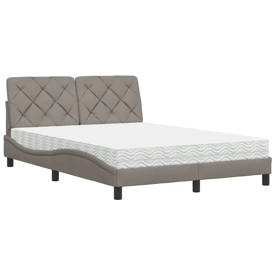 Lit avec matelas taupe 140x200 cm tissu - 2