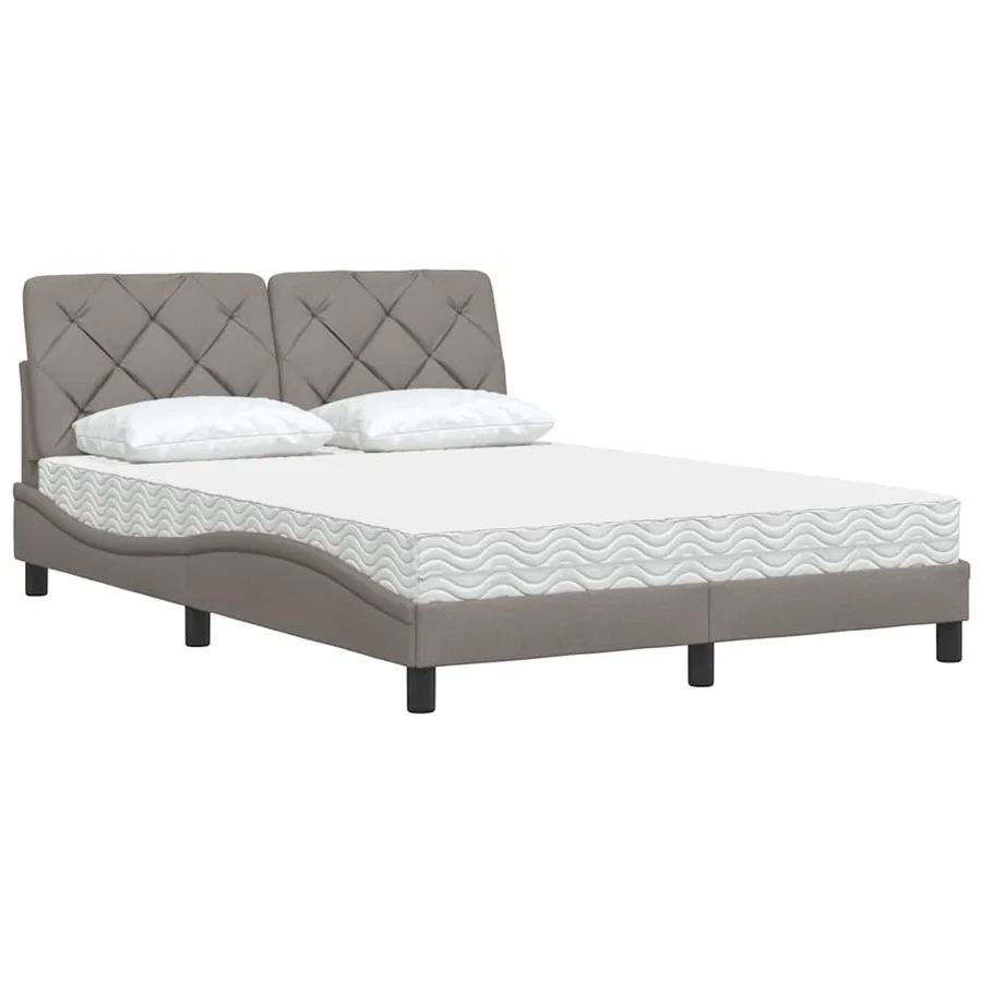 Lit avec matelas taupe 140x200 cm tissu - 4