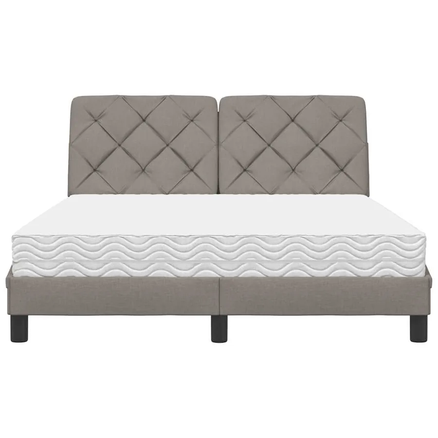 Lit avec matelas taupe 140x200 cm tissu - 5
