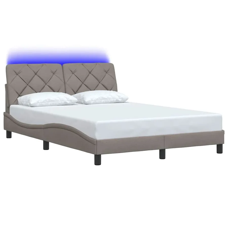 Cadre de lit avec LED sans matelas taupe 140x200 cm tissu - 3