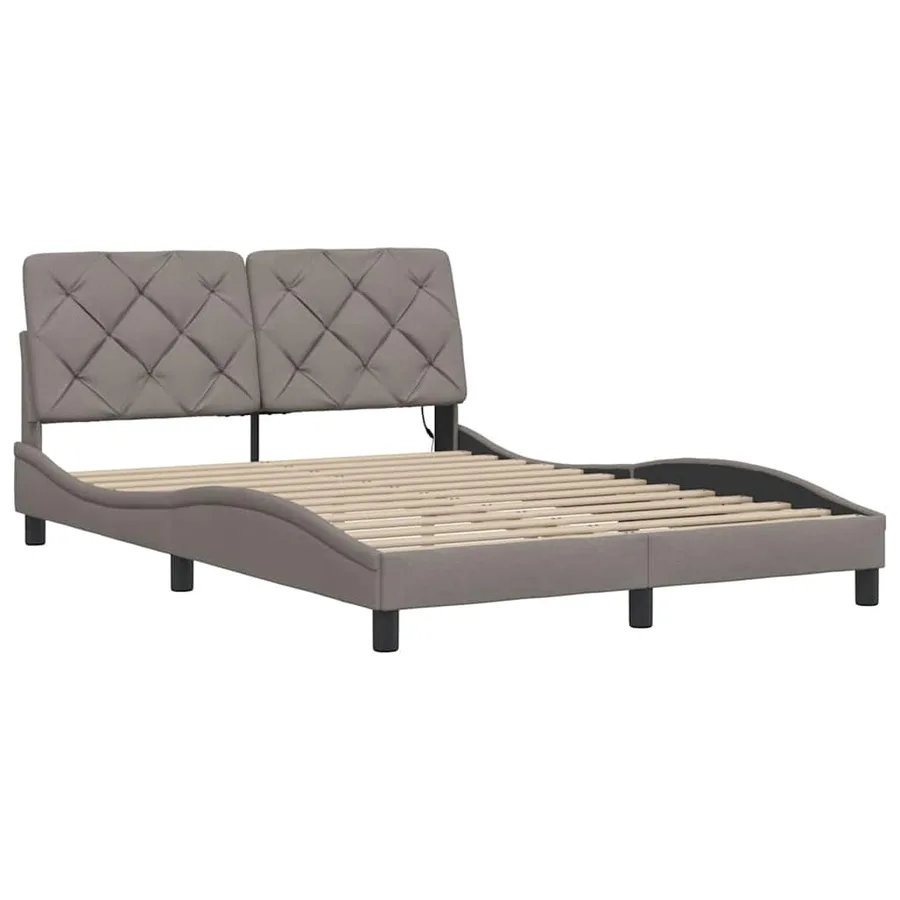 Cadre de lit avec LED sans matelas taupe 140x200 cm tissu - 5